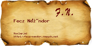 Fecz Nándor névjegykártya
